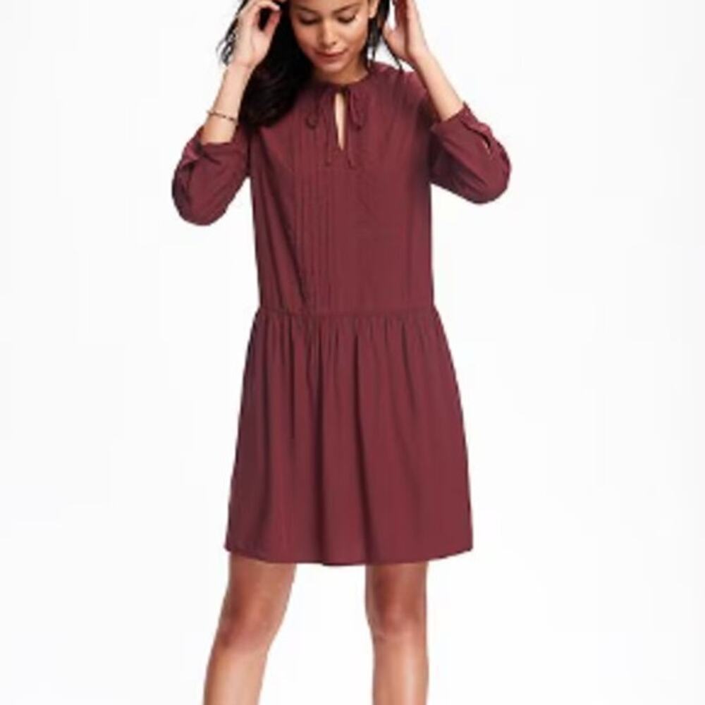 Old Navy Burgundy Long-Sleeve Midi Dress